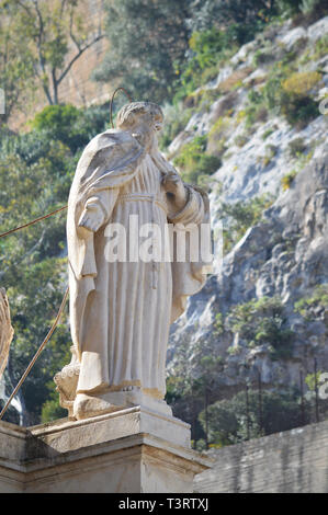 Statua di San Bartolomeo Chiesa, Scicli, Ragusa, Sicilia, Italia, Europa, barocco, Sito del Patrimonio Mondiale Foto Stock