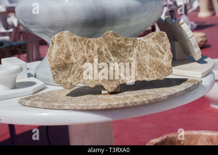 Mappa di Turchia tagliare delineato sulla pietra di marmo Foto Stock