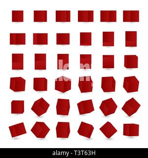 Impostare con cubi rossi. 3D. Animazione della rotazione del cubo. Illustrazione Vettoriale Illustrazione Vettoriale