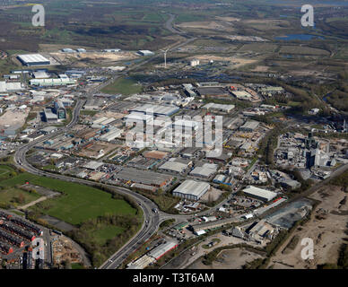 Vista aerea delle zone industriali a Croce Verde, est Leeds Foto Stock