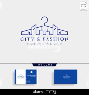 Città e fashion linea semplice modello logo illustrazione vettoriale - vector Illustrazione Vettoriale