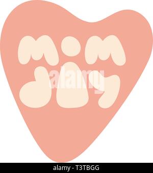 Biglietto di auguri per il giorno della mamma. Illustrazione vettoriale icona amore Madre. Tenerezza e minimalistic doodle peachy logo Illustrazione Vettoriale