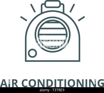 Aria condizionata e riscaldatore portatile icona linea, vettore. Aria condizionata e riscaldatore portatile segno di contorno, concetto simbolo, illustrazione piatta Illustrazione Vettoriale