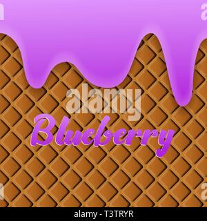 Mirtillo crema fuso su sfondo di wafer Illustrazione Vettoriale