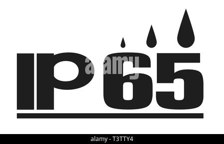 Protezione IP65 icona standard su sfondo bianco. eps 10 Illustrazione Vettoriale
