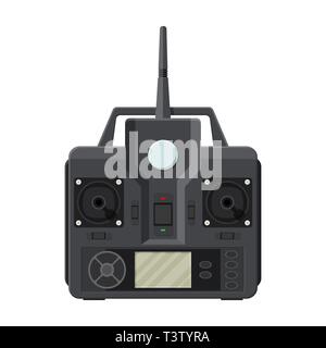 Il dispositivo di controllo remoto per auto, fuco, volare e altri dispositivi e giocattoli. Pannello di controllo remoto con display e bastoni. Illustrazione Vettoriale in stile piatto Illustrazione Vettoriale