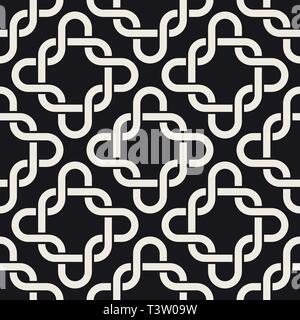 Vector seamless pattern interlacciato. Ripetizione piastrelle geometriche con intessute le linee in grassetto. Illustrazione Vettoriale