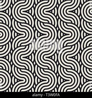 Vector seamless pattern.ondulata le linee in grassetto. Geometrico ornamento striato. Strisce rotonde sfondo. Illustrazione Vettoriale
