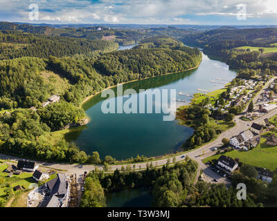 Vista aerea della diga di agger in Gummersbach-Lantenbach Foto Stock