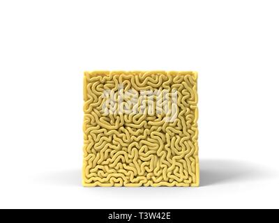 Pasta in forma di cubo. ricci spaghetti per la cottura. 3d illustrazione Foto Stock