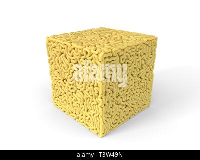 Pasta in forma di cubo. ricci spaghetti per la cottura. 3d illustrazione Foto Stock