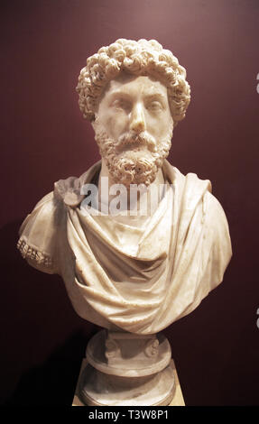 Busto dell'Imperatore Marco Aurelio al Museo Archeologico di Istanbul ad Istanbul in Turchia. Museo hanno più di un milione di oggetti. Foto Stock