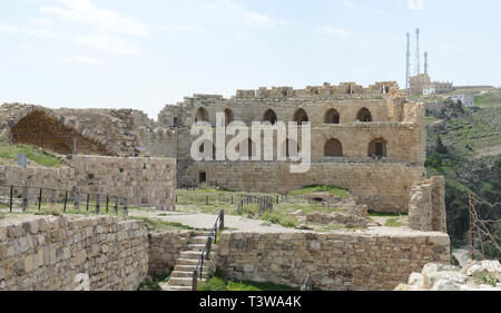 Il castello di Kerak in Giordania Meridionale. Foto Stock