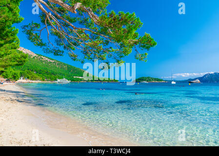 Playa de Formentor (Cala Pi de la Posada ) e splendida spiaggia di Cap Formentor, Palma Mallorca, Spagna Foto Stock