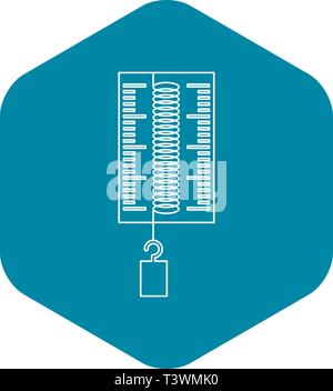 Dinamometro con l'icona di un gancio, stile contorno Illustrazione Vettoriale