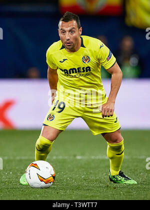 Villarreal, Spagna. 11 Aprile, 2019. Villarreal, Spagna; UEFA Europa League calcio, quarti di finale, prima gamba; Villarreal rispetto a Valencia; Santi Cazorla del Villarreal CF in azione Credit: Azione Plus immagini di sport/Alamy Live News Foto Stock