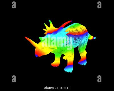 3D rendering di un colorato dino isolati su sfondo nero Foto Stock