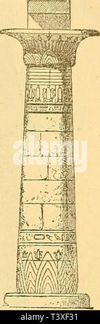 Immagine di archivio da pagina 402 di Die Pflanzen im alten Aegypten ha. Die Pflanzen im alten Aegypten ha : ihre Heimat Geschichte, Kultur und ihre Verwendung mannigfache sozialen im Leben in Kultus, Sitten, Gebräuchen, Medizin, Kunst diepflanzenimalt00woen Anno: 1897 mehrere lange, runde, nach oben zu sich verjüngende, und unterhalb des Kapitals mit fünf Bändern (corone circolari) zu einem Bündel verbundene Lotusstengel das Motiv für den Säulenschaft, während Das Kapital der geschlossenen oder im Auf- brechen begriffenen Knospe nach- geahmt vrorden ist (Fig. 165 u. 167). Die base der Säule ruht auf einer runde Foto Stock