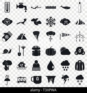 Cloud set di icone, stile semplice Illustrazione Vettoriale