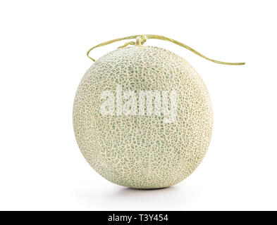 Close up, percorso di clipping, tagliate, bella roccia melone cantaloup isolati su sfondo bianco Foto Stock