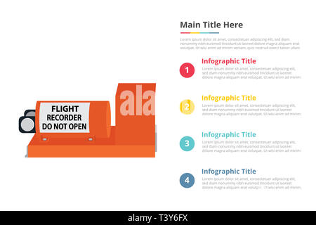 Blackbox o scatola nera infographics modello con 4 punti di spazio libero descrizione testo - illustrazione vettoriale Foto Stock