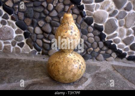 Una bottiglia di essiccato o Birdhouse Gourd, pronto per la creazione di Foto Stock