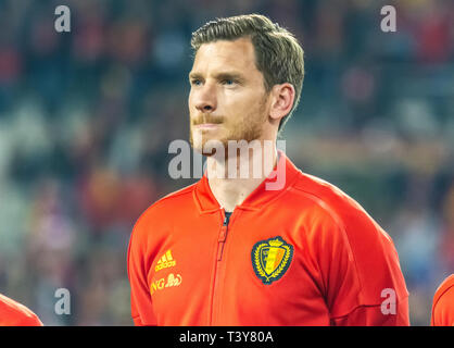 Bruxelles, Belgio - 20 Marzo 2019. Belgio national football team defender Jan Vertonghen prima di UEFA EURO 2020 match di qualificazione Belgio vs Russia Foto Stock