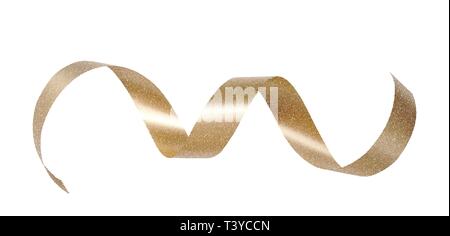 Decorativo golden bow con lungo nastro isolati su sfondo bianco. Oro vettore di prua. Vacanze illustrazione della decorazione Illustrazione Vettoriale