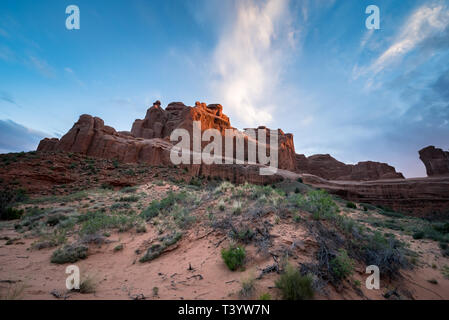 Tramonto nel deserto dello Utah Foto Stock