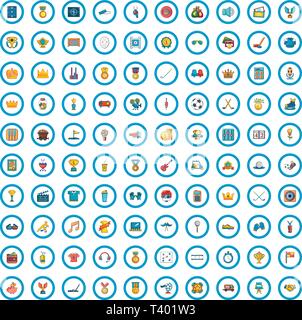 100 stelle set di icone, stile cartoon Illustrazione Vettoriale