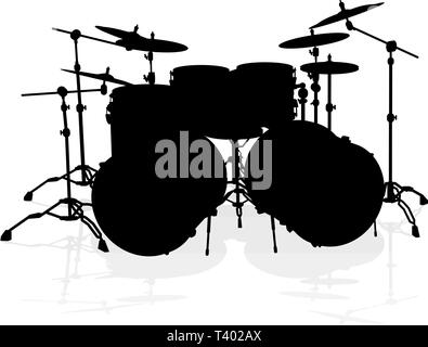 Drum Kit Silhouette Illustrazione Vettoriale