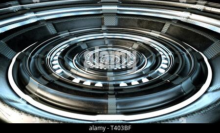 Cerchio astratti tecnici e futuristica forma. Alta qualità tecnologica del cerchio e futuristico gate. Il rendering 3d. Foto Stock