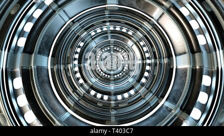 Cerchio astratti tecnici e futuristica forma. Alta qualità tecnologica del cerchio e futuristico gate. Il rendering 3d. Foto Stock