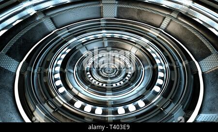 Cerchio astratti tecnici e futuristica forma. Alta qualità tecnologica del cerchio e futuristico gate. Il rendering 3d. Foto Stock