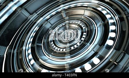 Cerchio astratti tecnici e futuristica forma. Alta qualità tecnologica del cerchio e futuristico gate. Il rendering 3d. Foto Stock