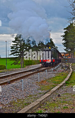 Il Gloucester Warwickshire Steam Railway.Il motore 2807(a 28xx' di classe pesante locomotiva merci,BLT1905) è un 2-8-0 motore,qui utilizzato per un giorno sulla pedana Foto Stock