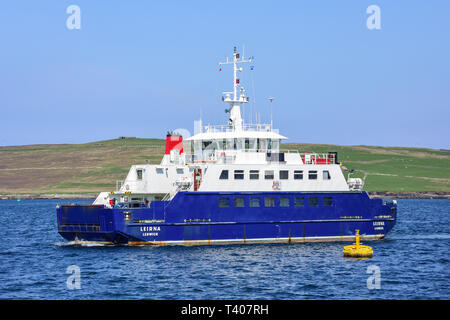 MV Leirna double ended traghetto ro-ro da Bressay a Lerwick, Lerwick, Shetland, isole del Nord, Scozia, Regno Unito Foto Stock