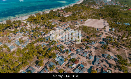 Vista aerea del Zanzibar insediamento locale nella zona Mchangani Foto Stock