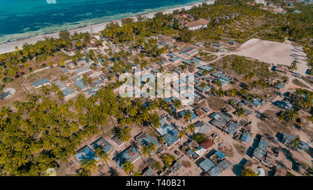 Vista aerea del Zanzibar insediamento locale nella zona Mchangani Foto Stock