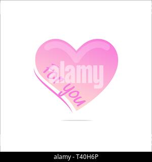 Carino il cuore per il giorno di San Valentino. Esso ha un gradiente di colore rosa e corallo. Illustrazione Vettoriale è isolato su uno sfondo bianco. Illustrazione Vettoriale