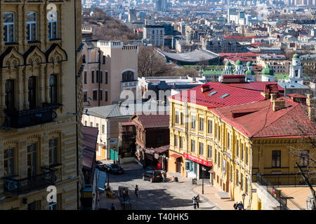 Kiev vista dalla discesa Andriyivskyy Foto Stock