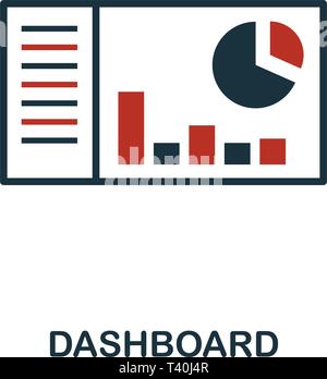 Icona Dashboard in due colori design. Rosso e nero stile elementi di machine learning raccolta di icone. Creative icona del cruscotto. Per il web design, app Illustrazione Vettoriale