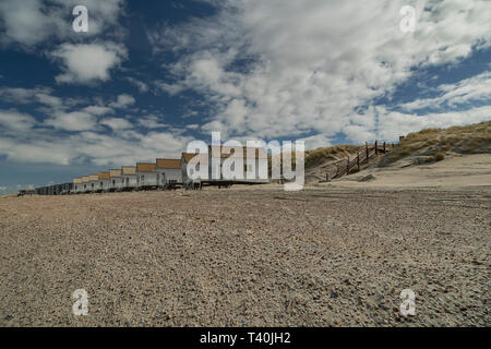 Domburg - Vista Beach-Cabins a Domburg Beach, Zeeland, Paesi Bassi, Domburg, 17.03.2019 Foto Stock