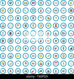 100 le attività scolastiche di set di icone, stile cartoon Illustrazione Vettoriale