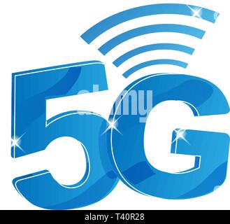 5G per la rete internet il logo del vettore. Icona isolato per 5 g di rete mobile wireless o connessione ad alta velocità . illustrazione vettoriale Illustrazione Vettoriale