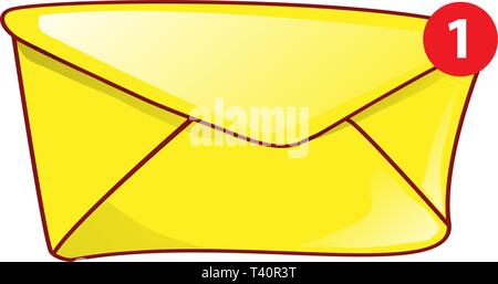 Mail icona a forma di busta. La notifica di posta elettronica con contrassegno rosso un messaggio. clip art illustrazione vettoriale Illustrazione Vettoriale