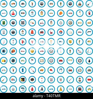 100 lavori stradali set di icone, stile cartoon Illustrazione Vettoriale