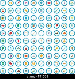 100 riparazioni set di icone, stile cartoon Illustrazione Vettoriale