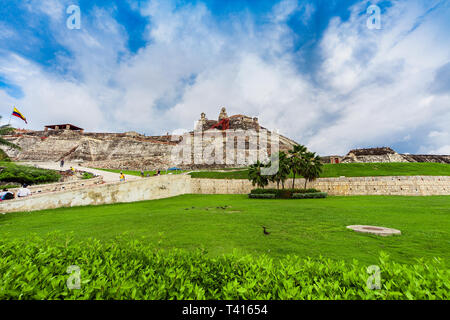 Il Castillo San Felipe de Barajas è una fortezza nella città di Cartagena, Colombia. Foto Stock