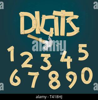 Cifre stilizzata con tavole di legno Illustrazione Vettoriale